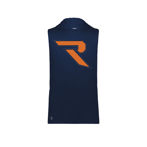 [222590.065.XS-LOGO1] Men's CoolDry Sleeveless Hoodie (Adult XS, Navy, Logo 1)
