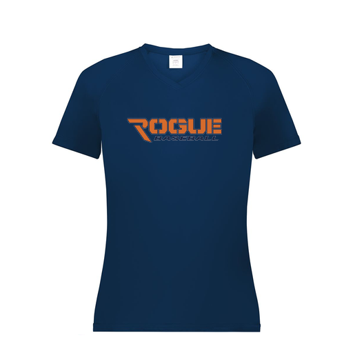 [2792.065.XS-LOGO2] Ladies Smooth Sport V-Neck T-Shirt (Female Adult XS, Navy, Logo 2)