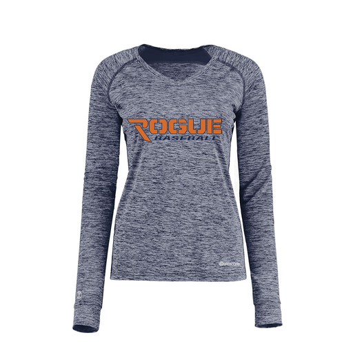 [222770.U22.XS-LOGO2] Ladies Electric Long Sleeve Shirt (Female Adult XS, Navy, Logo 2)