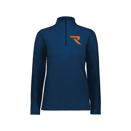 [6864.065.XS-LOGO1] Ladies MicroFleece 1/4 Zip Pullover (Female Adult XS, Navy, Logo 1)